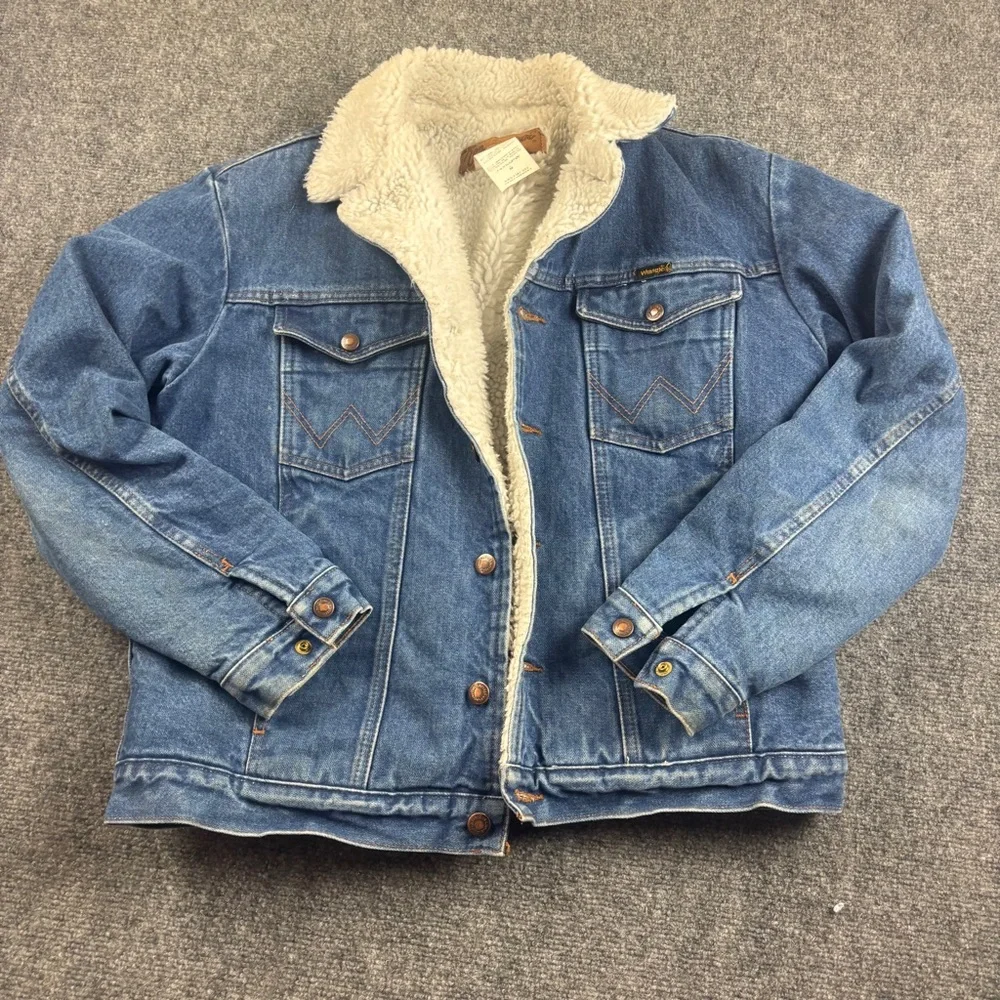 WRANGLER Men’s Denim Sherpa Jean Jacket size: Medium - Picture 1 of 11